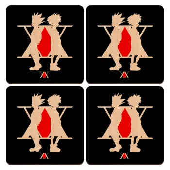 hunter x hunter, ΣΕΤ x4 Σουβέρ ξύλινα τετράγωνα plywood (9cm)