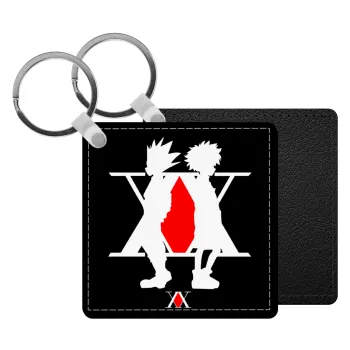 hunter x hunter, Μπρελόκ Δερματίνη, τετράγωνο ΜΑΥΡΟ (5x5cm)