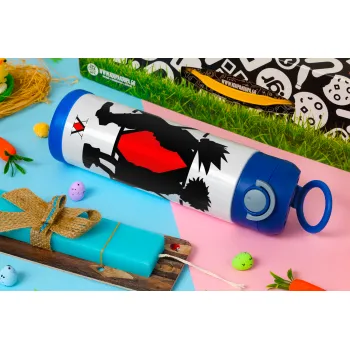 hunter x hunter, Πασχαλινή Λαμπάδα με Παιδικό παγούρι θερμό, ανοξείδωτο, με καλαμάκι ασφαλείας, ΜΠΛΕ (500ml)