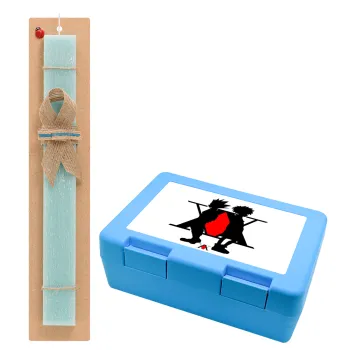 hunter x hunter, Easter Set, children's snack container BLUE & Easter aromatic flat candle (30cm) (TURQUOISE)