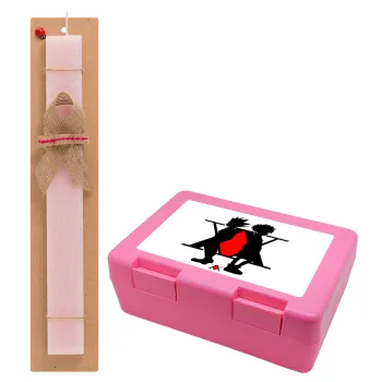 hunter x hunter, Easter Set, children's snack container PINK & scented flat Easter candle (30cm) (PINK)