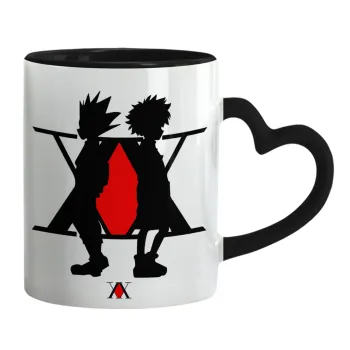 hunter x hunter, Κούπα καρδιά χερούλι μαύρη, κεραμική, 330ml