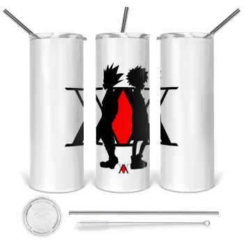hunter x hunter, Tumbler ποτήρι θερμό από ανοξείδωτο ατσάλι 600ml, με μεταλλικό καλαμάκι & βούρτσα καθαρισμού