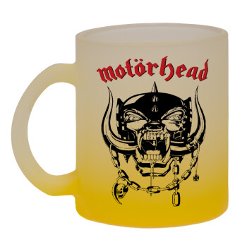 motorhead, Κούπα γυάλινη δίχρωμη με βάση το κίτρινο ματ, 330ml