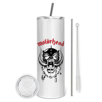 motorhead, Tumbler ποτήρι θερμό από ανοξείδωτο ατσάλι 600ml, με μεταλλικό καλαμάκι & βούρτσα καθαρισμού