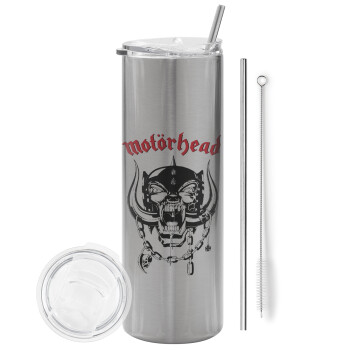 motorhead, Tumbler stainless steel Silver 600ml, with metal straw & cleaning brush