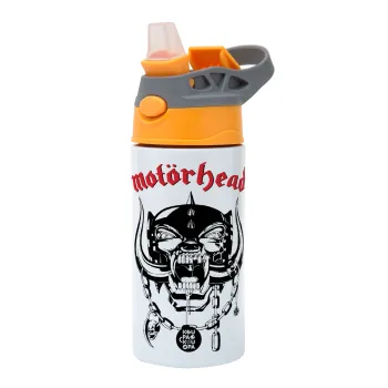 motorhead, Παιδικό παγούρι θερμό, ανοξείδωτο, με καλαμάκι ασφαλείας, Πορτοκαλί/Γκρι (360ml) BPA-FREE