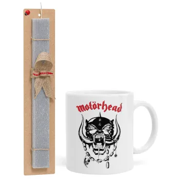 motorhead, Πασχαλινή Λαμπάδα με Κούπα κεραμική (330ml) & κερί αρωματικό πλακέ (30cm) (ΓΚΡΙ)
