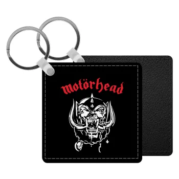 motorhead, Μπρελόκ Δερματίνη, τετράγωνο ΜΑΥΡΟ (5x5cm)
