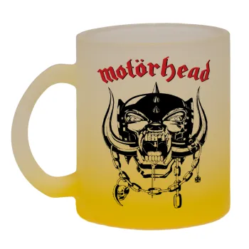 motorhead, Κούπα γυάλινη δίχρωμη με βάση το κίτρινο ματ, 330ml