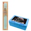 Easter Set, children's snack container BLUE & Easter aromatic flat candle (30cm) (TURQUOISE)