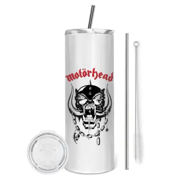 motorhead, Tumbler ποτήρι θερμό από ανοξείδωτο ατσάλι 600ml, με μεταλλικό καλαμάκι & βούρτσα καθαρισμού