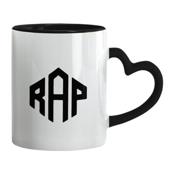 RAP, Mug heart black handle, ceramic, 330ml