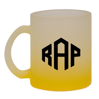 RAP, Κούπα γυάλινη δίχρωμη με βάση το κίτρινο ματ, 330ml