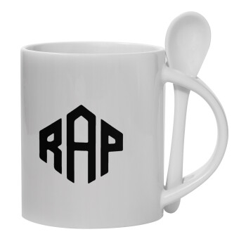 RAP, Ceramic coffee mug with Spoon, 330ml (1pcs)
