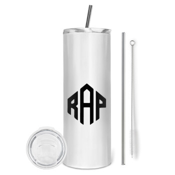 RAP, Eco friendly ποτήρι θερμό (tumbler) από ανοξείδωτο ατσάλι 600ml, με μεταλλικό καλαμάκι & βούρτσα καθαρισμού