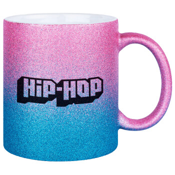 hiphop, Κούπα Χρυσή/Μπλε Glitter, κεραμική, 330ml