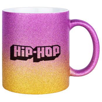hiphop, Κούπα Χρυσή/Ροζ Glitter, κεραμική, 330ml