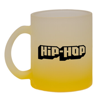 hiphop, Κούπα γυάλινη δίχρωμη με βάση το κίτρινο ματ, 330ml