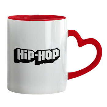 hiphop, Κούπα καρδιά χερούλι κόκκινη, κεραμική, 330ml