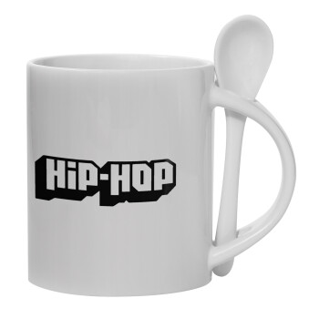 hiphop, Ceramic coffee mug with Spoon, 330ml (1pcs)
