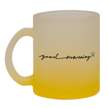 Good morning, Κούπα γυάλινη δίχρωμη με βάση το κίτρινο ματ, 330ml