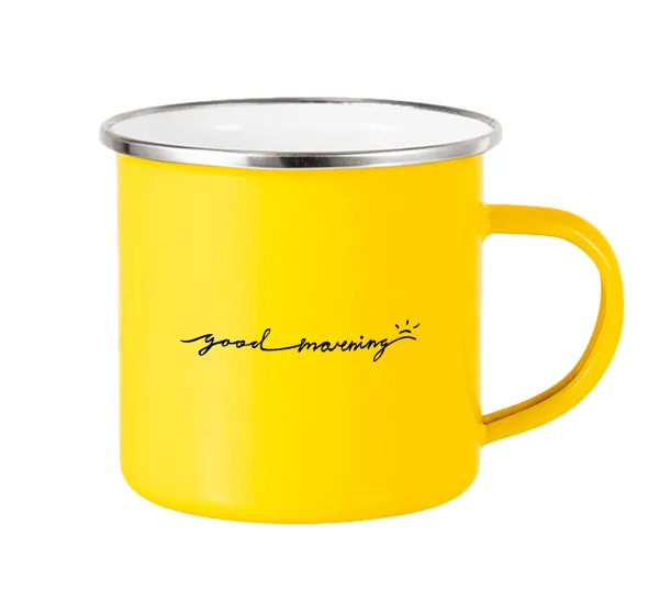 Good morning — Yellow Enamel Metallic Cup 360ml