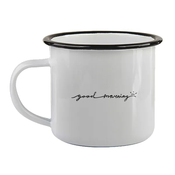 Good morning — Κούπα εμαγιέ με μαύρο χείλος 360ml