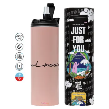 Good morning, Tumbler ποτήρι θερμό ΡΟΖ από ανοξείδωτο ατσάλι 600ml