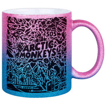 Arctic Monkeys, Κούπα Χρυσή/Μπλε Glitter, κεραμική, 330ml