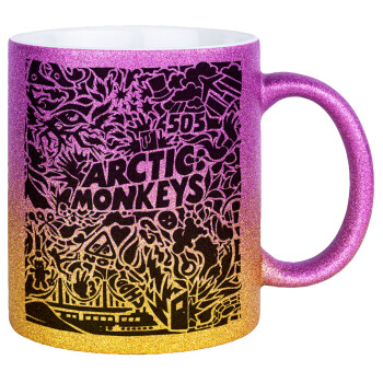 Arctic Monkeys, Κούπα Χρυσή/Ροζ Glitter, κεραμική, 330ml