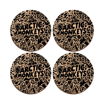 Arctic Monkeys, ΣΕΤ x4 Σουβέρ ξύλινα στρογγυλά plywood (9cm)