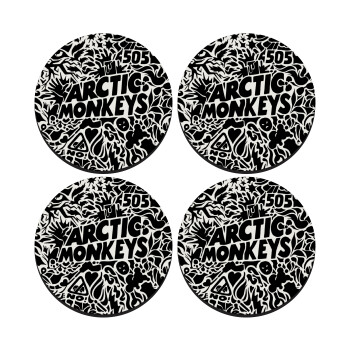 Arctic Monkeys, ΣΕΤ 4 Σουβέρ ξύλινα στρογγυλά (9cm)