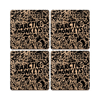Arctic Monkeys, ΣΕΤ x4 Σουβέρ ξύλινα τετράγωνα plywood (9cm)