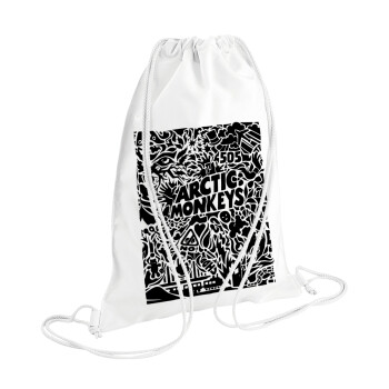 Arctic Monkeys, Τσάντα πλάτης πουγκί GYMBAG λευκή (28x40cm)