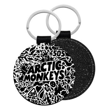 Arctic Monkeys, Μπρελόκ Δερματίνη, στρογγυλό ΜΑΥΡΟ (5cm)
