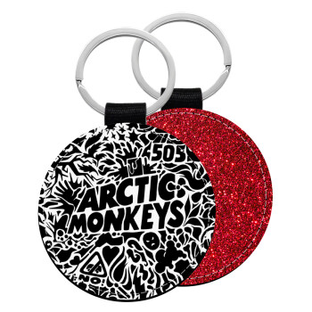 Arctic Monkeys, Μπρελόκ Δερματίνη, στρογγυλό ΚΟΚΚΙΝΟ (5cm)