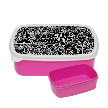 Arctic Monkeys, ΡΟΖ παιδικό δοχείο φαγητού (lunchbox) πλαστικό (BPA-FREE) Lunch Βox M18 x Π13 x Υ6cm