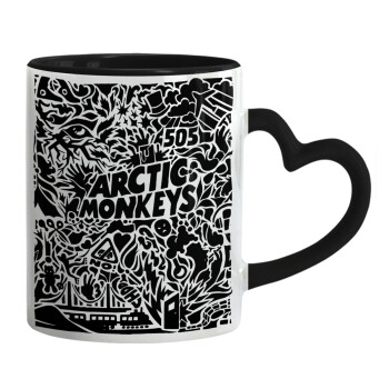Arctic Monkeys, Mug heart black handle, ceramic, 330ml