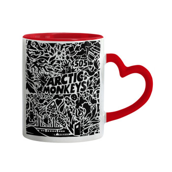 Arctic Monkeys, Κούπα καρδιά χερούλι κόκκινη, κεραμική, 330ml