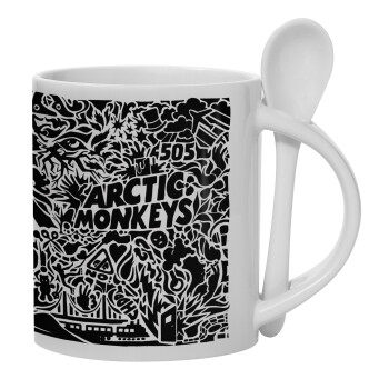 Arctic Monkeys, Ceramic coffee mug with Spoon, 330ml (1pcs)