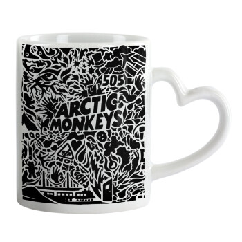 Arctic Monkeys, Κούπα καρδιά χερούλι λευκή, κεραμική, 330ml