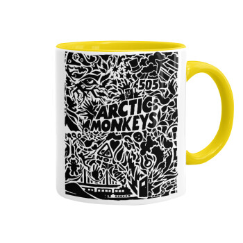 Arctic Monkeys, Κούπα χρωματιστή κίτρινη, κεραμική, 330ml