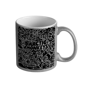 Arctic Monkeys, Κούπα Ασημένια Glitter που γυαλίζει, κεραμική, 330ml
