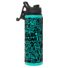 Metallic water bottle with safety lid, 850ml aluminum