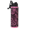 Metallic water bottle with safety lid, 850ml aluminum