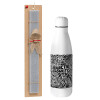 Easter Set, metallic stainless thermos bottle (500ml) & scented flat Easter candle (30cm) (GRAY)