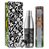 Easter Set, metallic stainless thermos flask (500ml) & scented flat Easter candle (30cm) (GRAY)