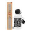 Easter Set, metallic aluminum water bottle (500ml) & aromatic flat Easter candle (30cm) (GRAY)