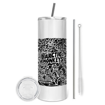 Arctic Monkeys, Eco friendly stainless steel tumbler 600ml, with metal straw & cleaning brush